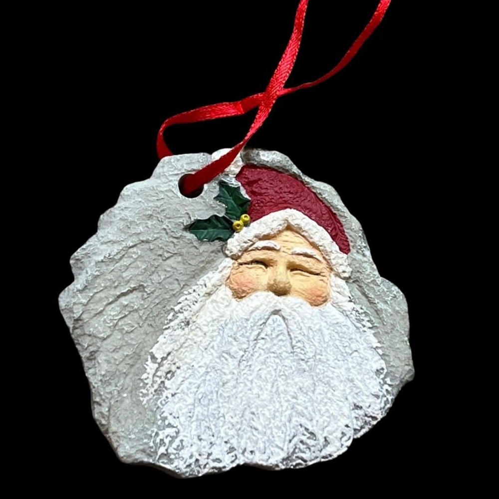 Papel Giftware Christmas tree ornament Santa face Natural Impression stone look